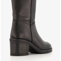 Harper leren dames enkellaarzen met hak zwart